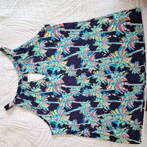 Lulu-B Keyhole Neon Palm Halter Top XL